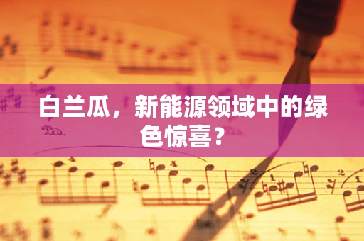 白兰瓜，新能源领域中的绿色惊喜？