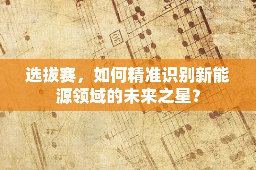 选拔赛，如何精准识别新能源领域的未来之星？