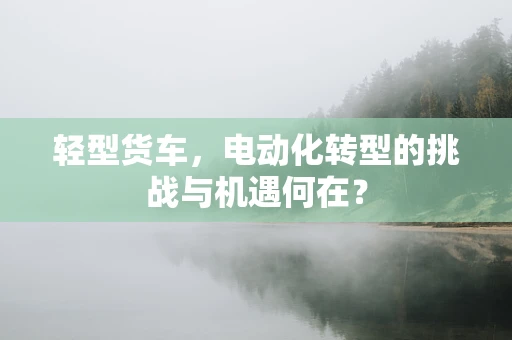 轻型货车，电动化转型的挑战与机遇何在？