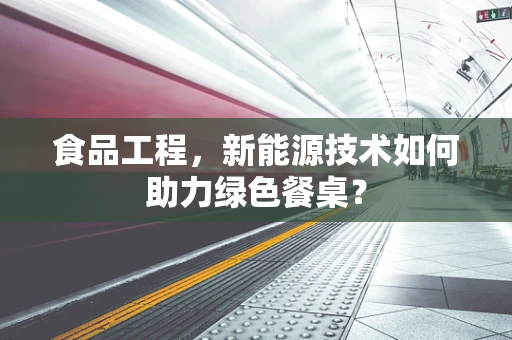 食品工程，新能源技术如何助力绿色餐桌？