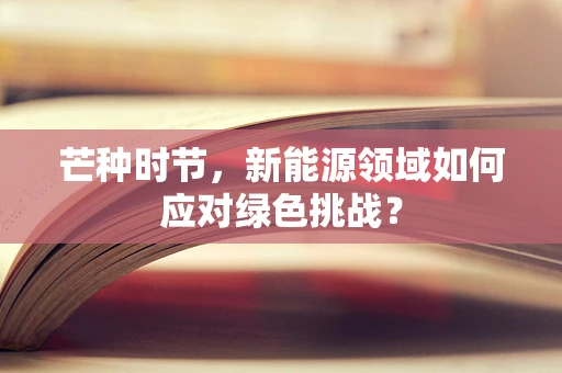 芒种时节，新能源领域如何应对绿色挑战？