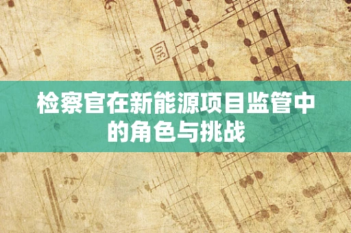 检察官在新能源项目监管中的角色与挑战