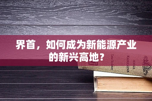 界首，如何成为新能源产业的新兴高地？