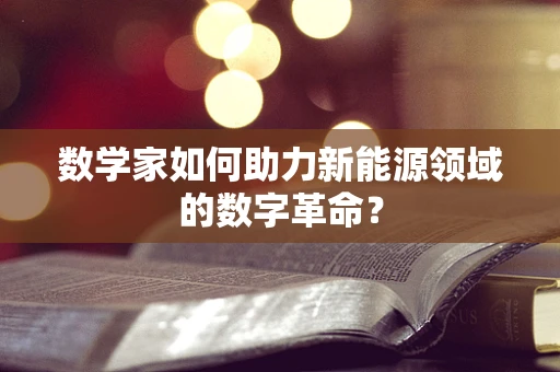 数学家如何助力新能源领域的数字革命？