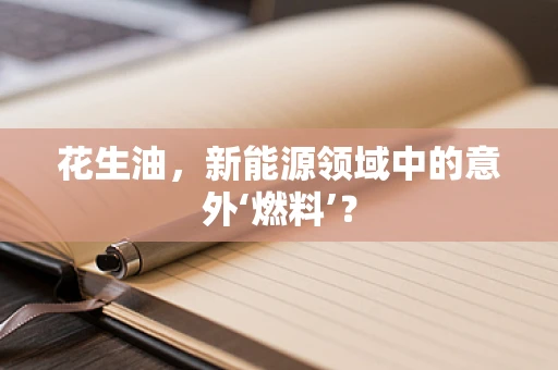 花生油，新能源领域中的意外‘燃料’？