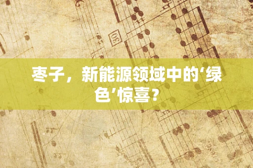 枣子，新能源领域中的‘绿色’惊喜？