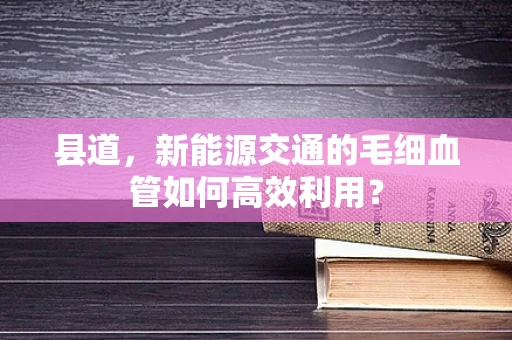 县道，新能源交通的毛细血管如何高效利用？