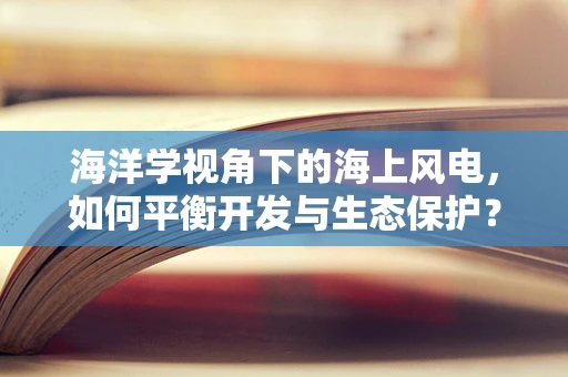 海洋学视角下的海上风电，如何平衡开发与生态保护？