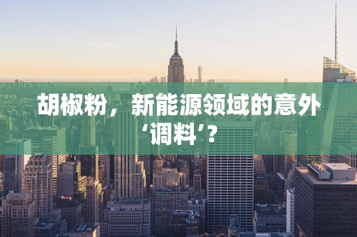 胡椒粉，新能源领域的意外‘调料’？