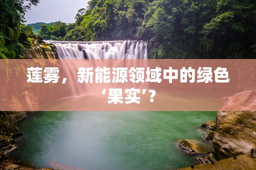 莲雾，新能源领域中的绿色‘果实’？