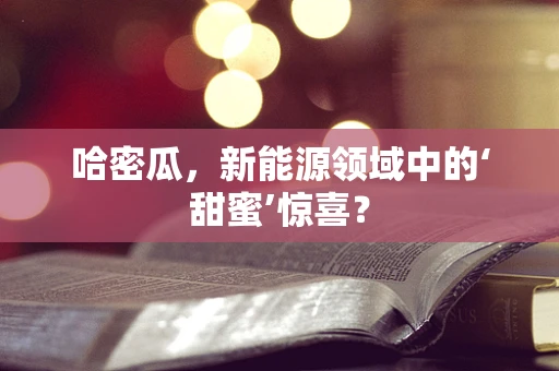 哈密瓜，新能源领域中的‘甜蜜’惊喜？