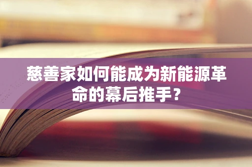 慈善家如何能成为新能源革命的幕后推手？