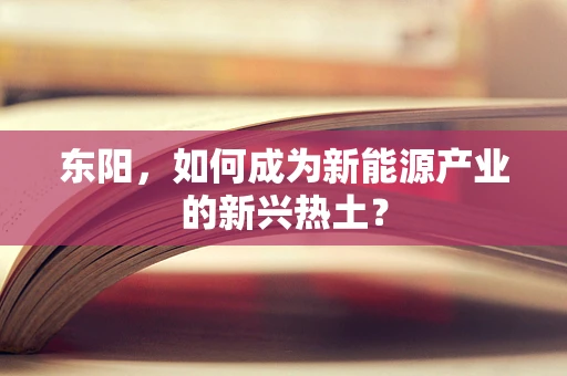 东阳，如何成为新能源产业的新兴热土？
