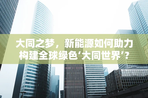 大同之梦，新能源如何助力构建全球绿色‘大同世界’？