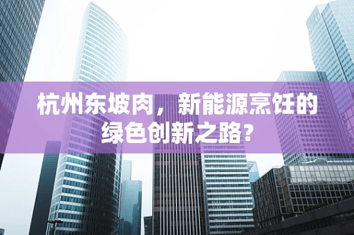 杭州东坡肉，新能源烹饪的绿色创新之路？