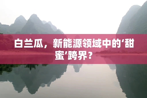 白兰瓜，新能源领域中的‘甜蜜’跨界？