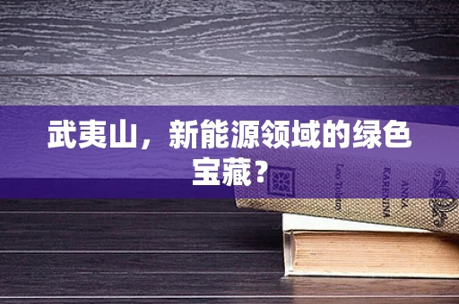 武夷山，新能源领域的绿色宝藏？