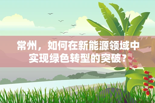 常州，如何在新能源领域中实现绿色转型的突破？