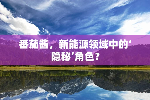 番茄酱，新能源领域中的‘隐秘’角色？