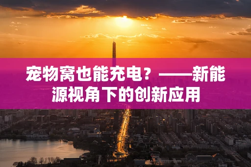 宠物窝也能充电？——新能源视角下的创新应用