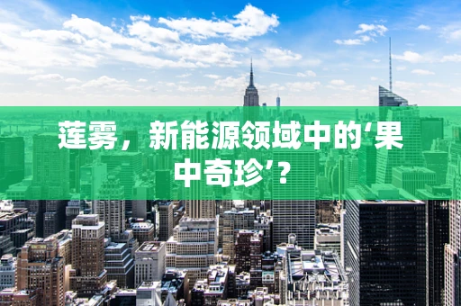 莲雾，新能源领域中的‘果中奇珍’？