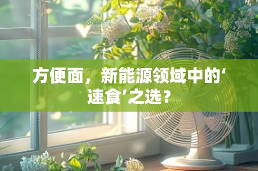 方便面，新能源领域中的‘速食’之选？