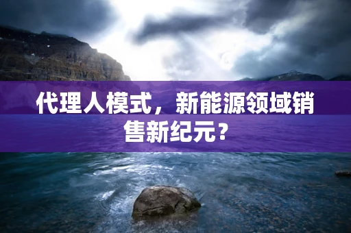 代理人模式，新能源领域销售新纪元？