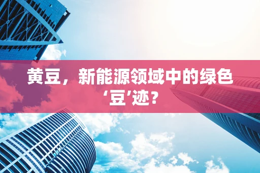 黄豆，新能源领域中的绿色‘豆’迹？
