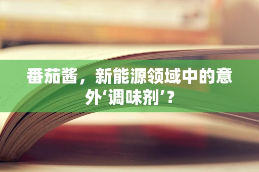 番茄酱，新能源领域中的意外‘调味剂’？