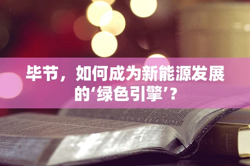 毕节，如何成为新能源发展的‘绿色引擎’？