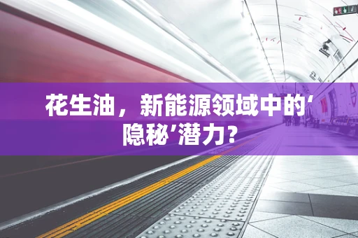 花生油，新能源领域中的‘隐秘’潜力？