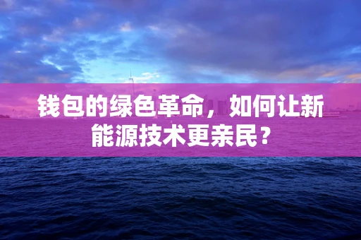钱包的绿色革命，如何让新能源技术更亲民？