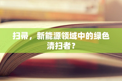 扫帚，新能源领域中的绿色清扫者？